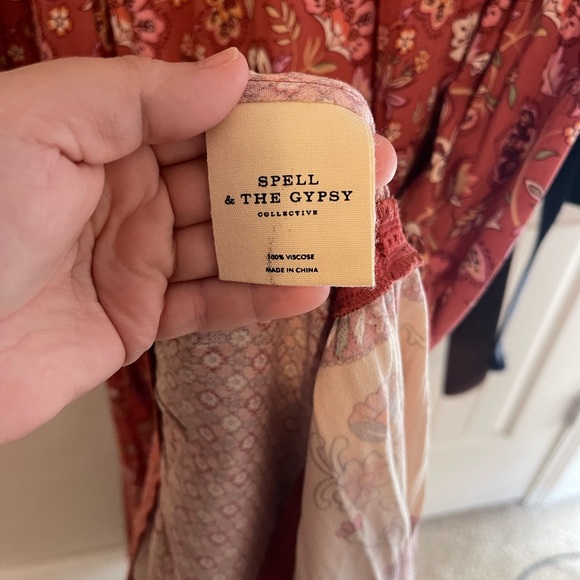 Spell Pink Tiered Sundress with Bishop Sleeves - Picture 10 of 11